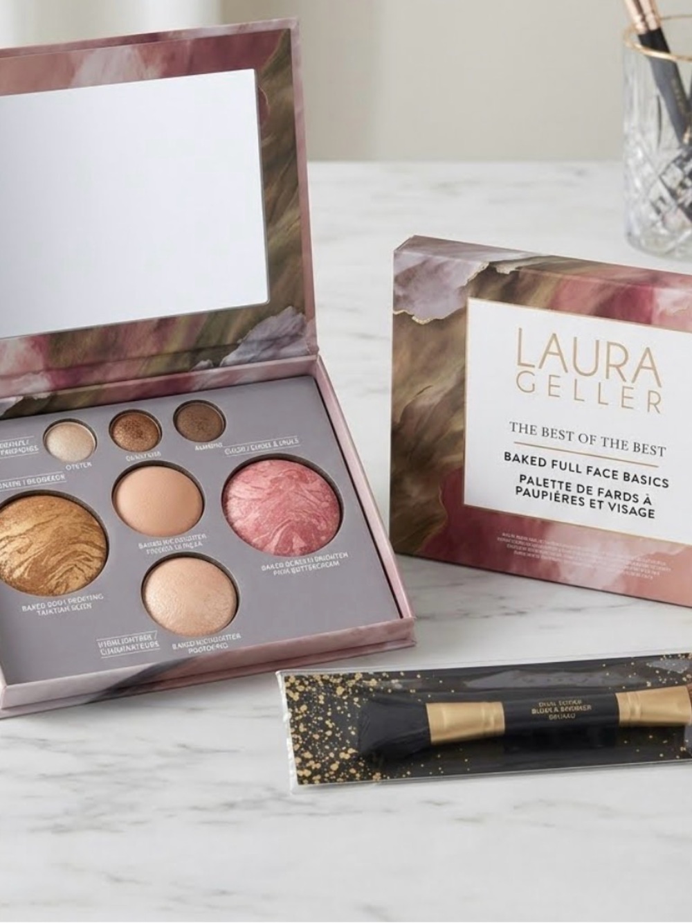 Laura Geller Best of the Best Baked Full Face Basics Palette and sculpting brush